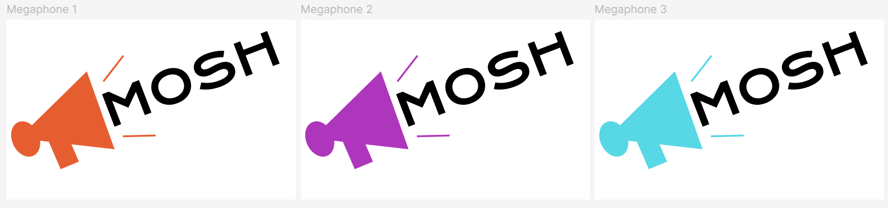 MOSH logo option featuring a megaphone graphic element