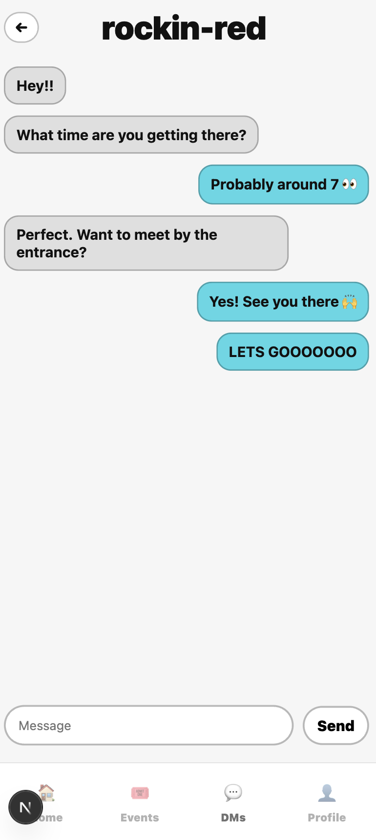 MOSH group chat thread showing real-time messages between multiple users