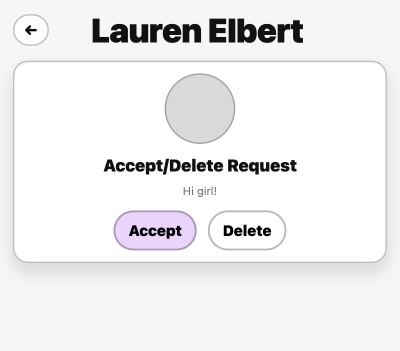 Message request component showing a pending connection request in the inbox