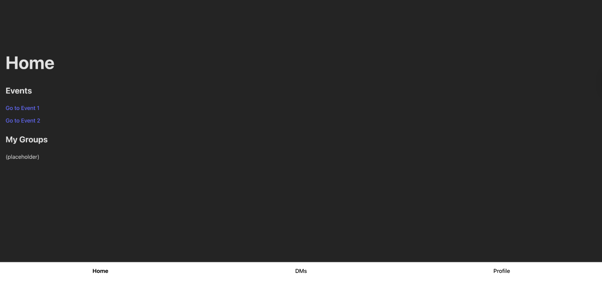 React prototype of the MOSH home page before CSS styling