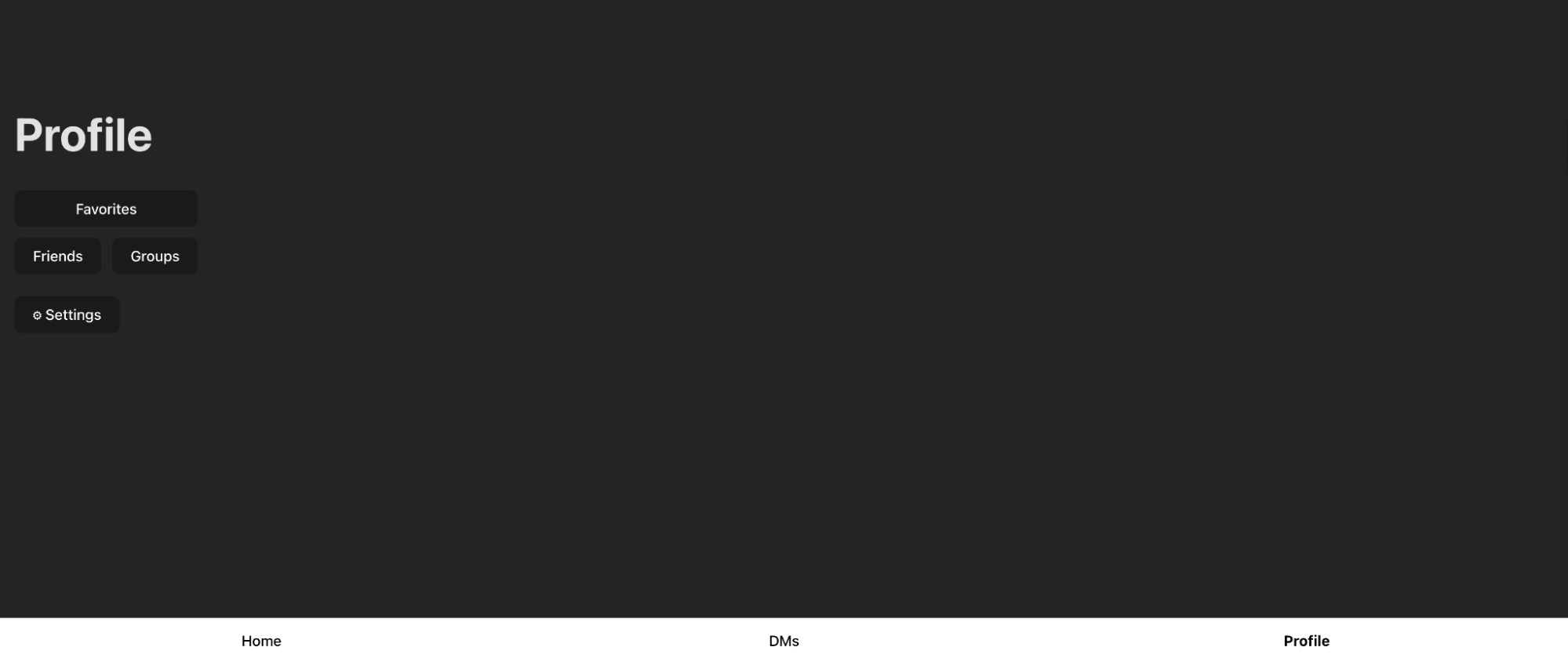 React prototype of the user profile page before visual styling
